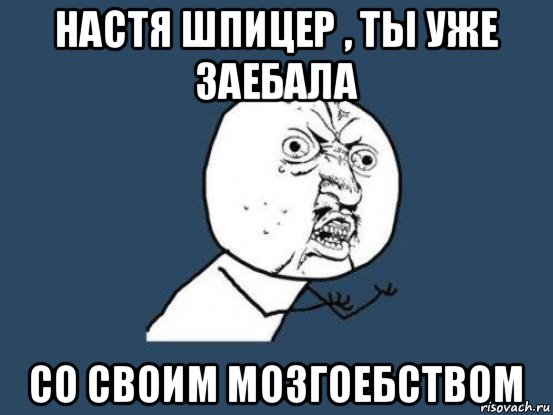 настя шпицер , ты уже заебала со своим мозгоебством, Мем Ну почему