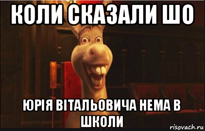 коли сказали шо юрiя вiтальовича нема в школи, Мем Осел из Шрека