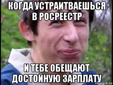 когда устраитваешься в росреестр и тебе обещают достойную зарплату, Мем  Пиздун