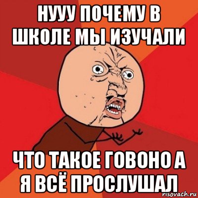 нууу почему в школе мы изучали что такое говоно а я всё прослушал, Мем Почему