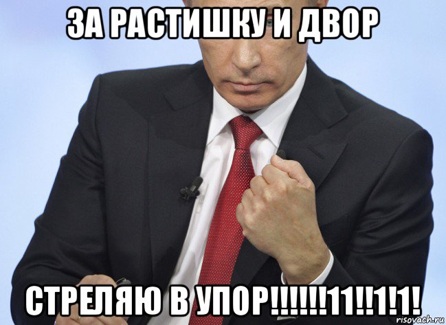 за растишку и двор стреляю в упор!!!!!!11!!1!1!, Мем Путин показывает кулак