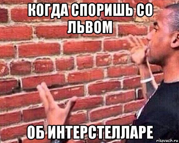 когда споришь со львом об интерстелларе, Мем разговор со стеной