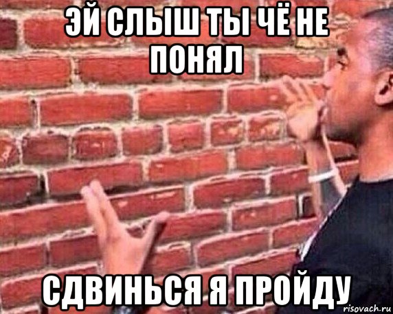 эй слыш ты чё не понял сдвинься я пройду, Мем разговор со стеной