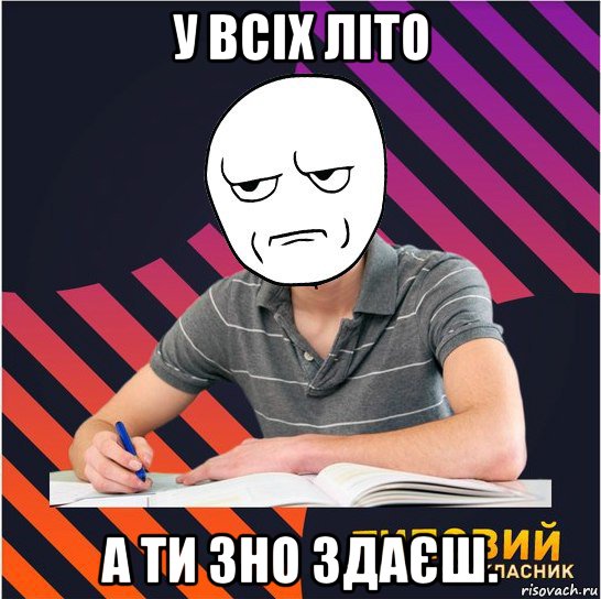 у всіх літо а ти зно здаєш., Мем Типовий одинадцятикласник