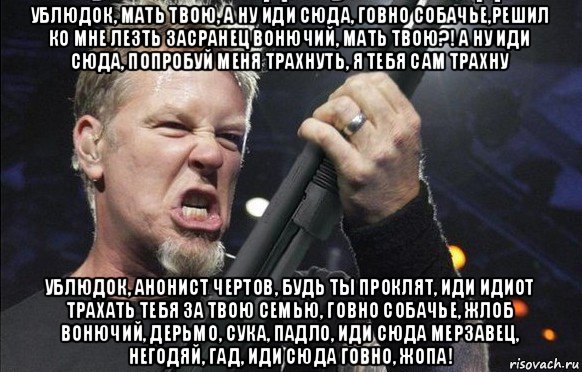 ублюдок, мать твою, а ну иди сюда, говно собачье,решил ко мне лезть засранец вонючий, мать твою?! а ну иди сюда, попробуй меня трахнуть, я тебя сам трахну ублюдок, анонист чертов, будь ты проклят, иди идиот трахать тебя за твою семью, говно собачье, жлоб вонючий, дерьмо, сука, падло, иди сюда мерзавец, негодяй, гад, иди сюда говно, жопа!, Мем То чувство когда