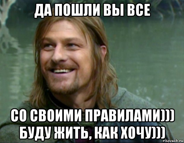 да пошли вы все со своими правилами))) буду жить, как хочу))), Мем Тролль Боромир