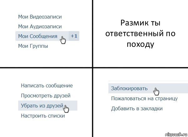 Размик ты ответственный по походу, Комикс  Удалить из друзей