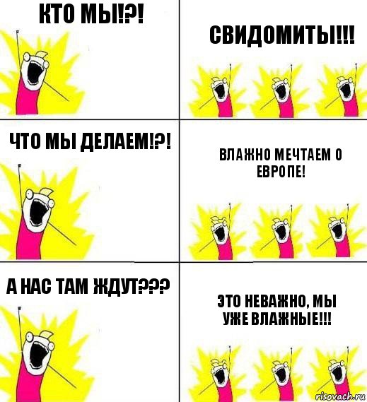 Кто мы!?! Свидомиты!!! Что мы делаем!?! Влажно мечтаем о Европе! А нас там ждут??? Это неважно, мы уже влажные!!!, Комикс Кто мы и чего мы хотим