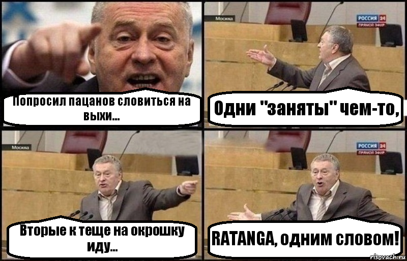 Попросил пацанов словиться на выхи... Одни "заняты" чем-то, Вторые к теще на окрошку иду... RATANGA, одним словом!, Комикс Жириновский