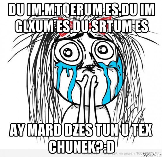 du im mtqerum es,du im glxum es,du srtum es ay mard dzes tun u tex chunek?:d