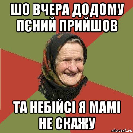 шо вчера додому пєний прийшов та небійсі я мамі не скажу, Мем  Бабушка