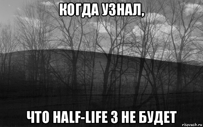 когда узнал, что half-life 3 не будет, Мем безысходность лес