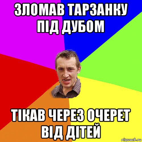 зломав тарзанку під дубом тікав через очерет від дітей