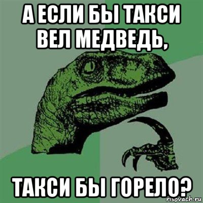 а если бы такси вел медведь, такси бы горело?, Мем Филосораптор