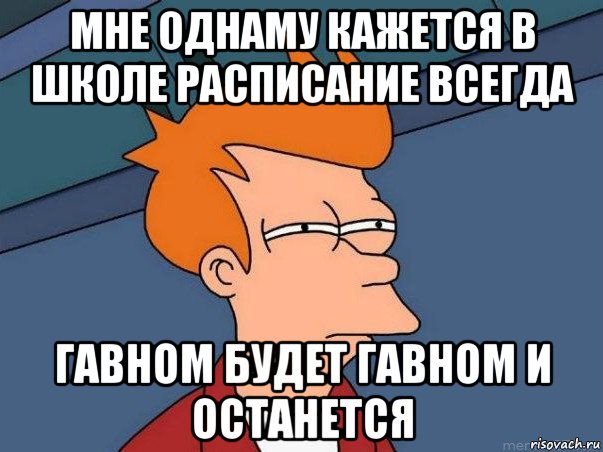 мне однаму кажется в школе расписание всегда гавном будет гавном и останется, Мем  Фрай (мне кажется или)