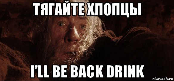 тягайте хлопцы i’ll be back drink, Мем Гендальф (Бегите глупцы)