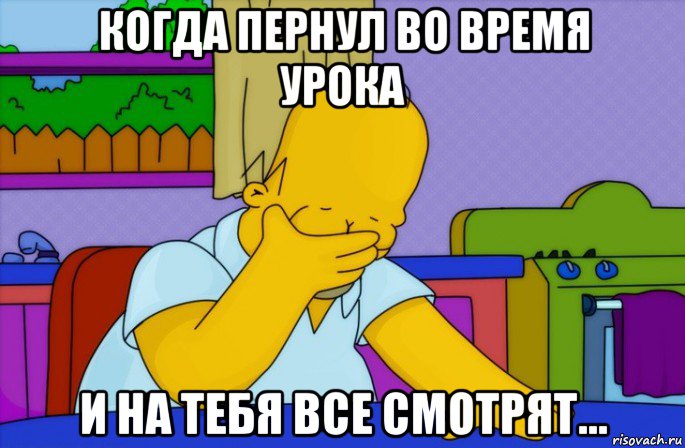 когда пернул во время урока и на тебя все смотрят..., Мем Homer simpson facepalm