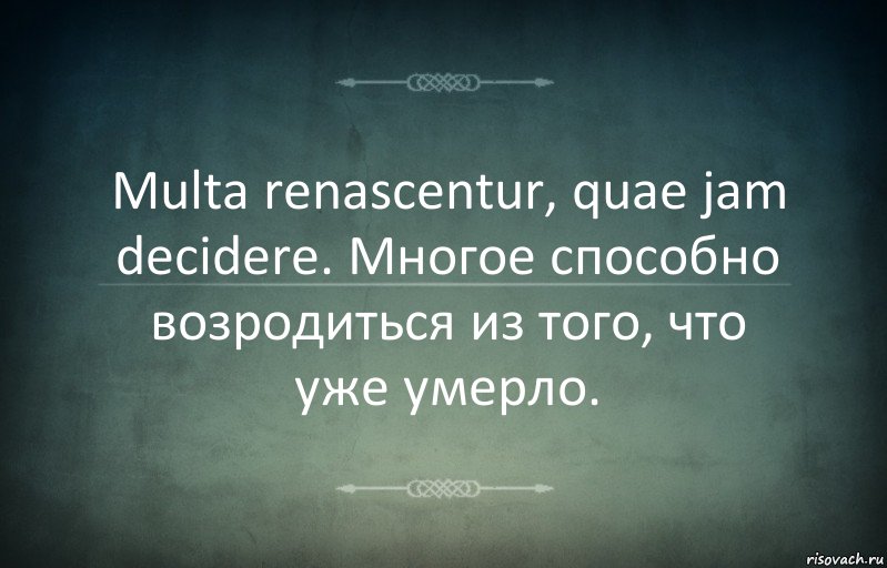 Multa renascentur, quae jam decidere. Многое способно возродиться из того, что уже умерло.