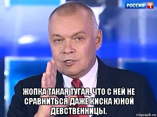  жопка такая тугая, что с ней не сравниться даже киска юной девственницы., Мем Киселёв 2014