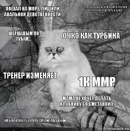 поехал на море, лишили анальной девственности 1к ммр очко как турбина на блок посту теперь другие расценки тренер изменяет стас больше не приходит в гости и не просит поиграть в комп мама не хочет делать клубнику со сметаной(( шершавым по губам...  , Комикс  кот безысходность