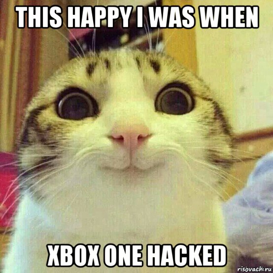 this happy i was when xbox one hacked, Мем       Котяка-улыбака