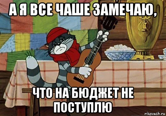 а я все чаше замечаю, что на бюджет не поступлю, Мем Грустный Матроскин с гитарой