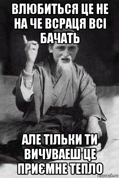 влюбиться це не на че всраця всі бачать але тільки ти вичуваеш це приємне тепло, Мем Мудрий паца