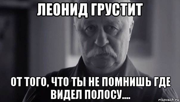 леонид грустит от того, что ты не помнишь где видел полосу...., Мем Не огорчай Леонида Аркадьевича