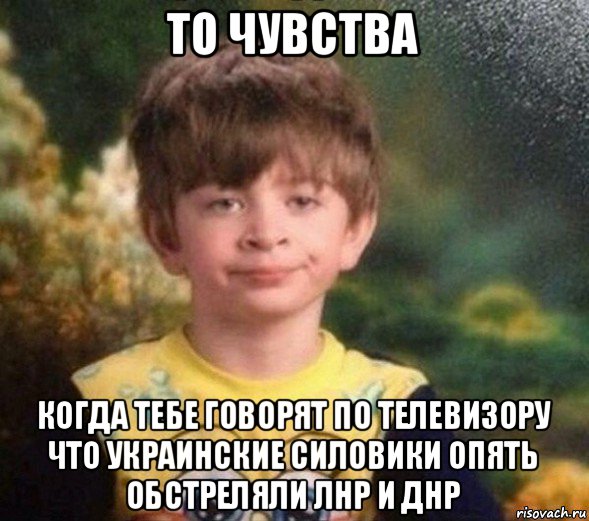 то чувства когда тебе говорят по телевизору что украинские силовики опять обстреляли лнр и днр, Мем Недовольный пацан