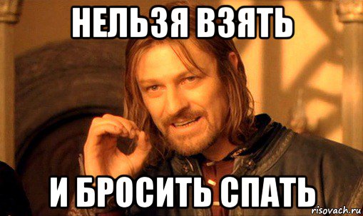 нельзя взять и бросить спать, Мем Нельзя просто так взять и (Боромир мем)