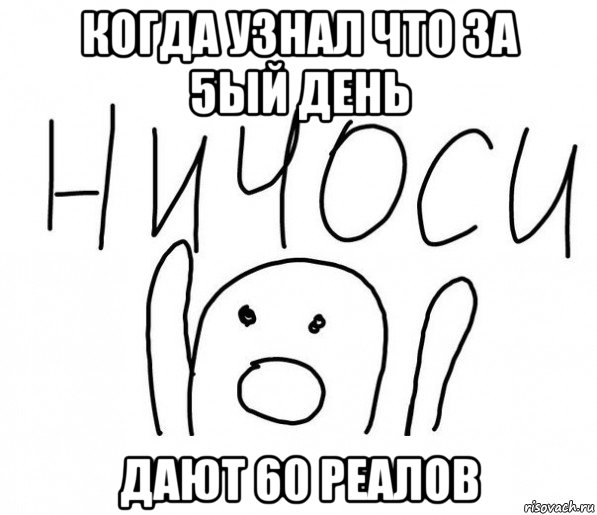 когда узнал что за 5ый день дают 60 реалов, Мем  Ничоси