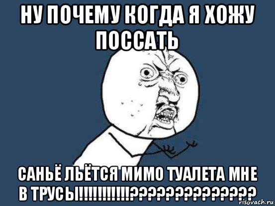 ну почему когда я хожу поссать саньё льётся мимо туалета мне в трусы!!!!!!!!!!!??????????????, Мем Ну почему