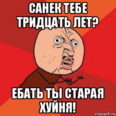 санек тебе тридцать лет? ебать ты старая хуйня!, Мем Почему