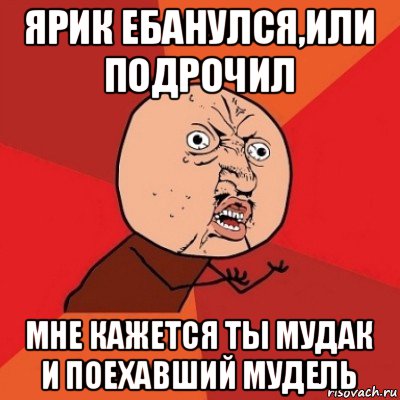 ярик ебанулся,или подрочил мне кажется ты мудак и поехавший мудель, Мем Почему