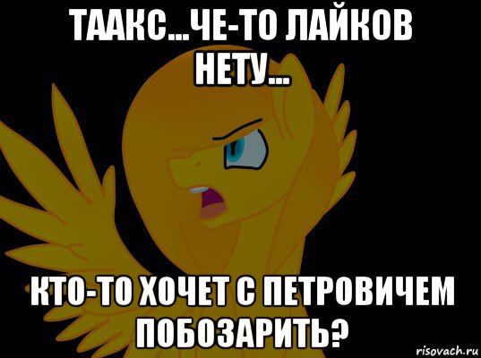 таакс...че-то лайков нету... кто-то хочет с петровичем побозарить?, Мем  Пони1