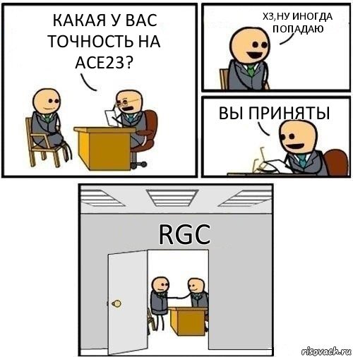 какая у вас точность на АСЕ23? хз,ну иногда попадаю вы приняты RGC