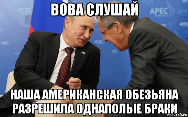 вова слушай наша американская обезьяна разрешила однаполые браки, Мем Путин и лавров