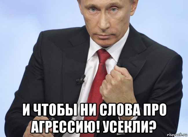  и чтобы ни слова про агрессию! усекли?, Мем Путин показывает кулак