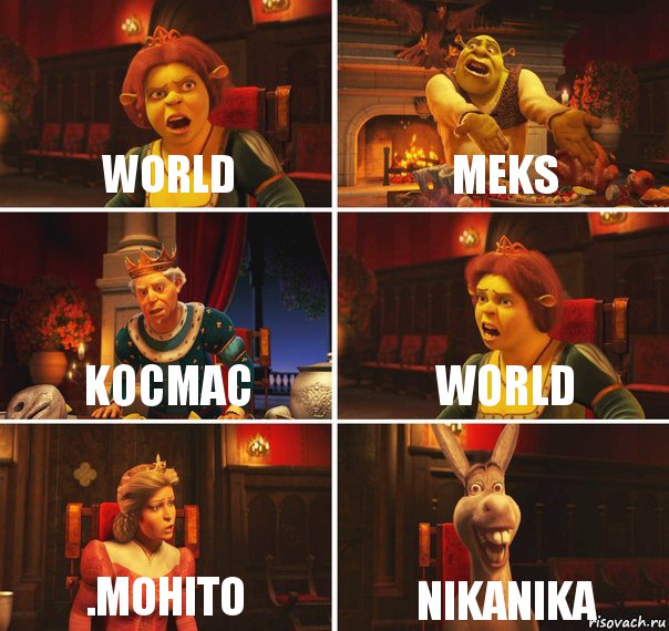 WORLD MEKS KOCMAC WORLD .Mohito nikanika, Комикс  Шрек Фиона Гарольд Осел