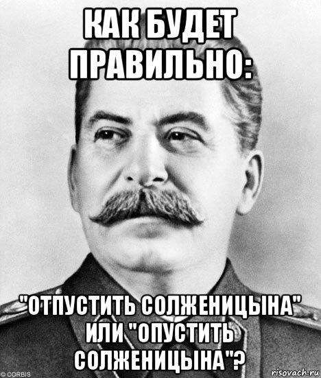 как будет правильно: "отпустить солженицына" или "опустить солженицына"?