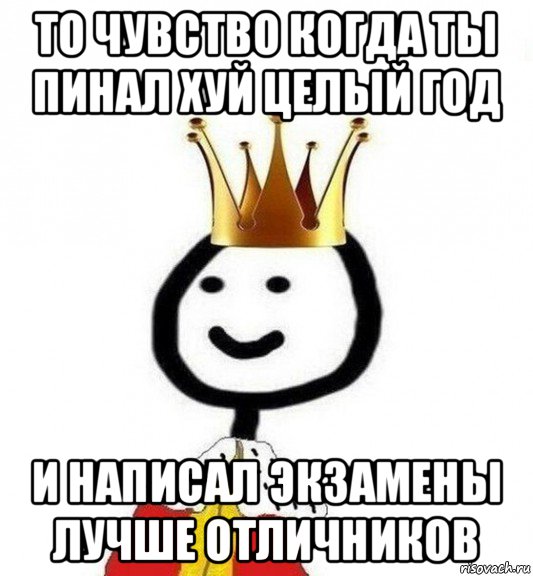 то чувство когда ты пинал хуй целый год и написал экзамены лучше отличников, Мем Теребонька Царь