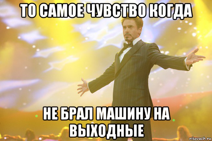 то самое чувство когда не брал машину на выходные, Мем Тони Старк (Роберт Дауни младший)