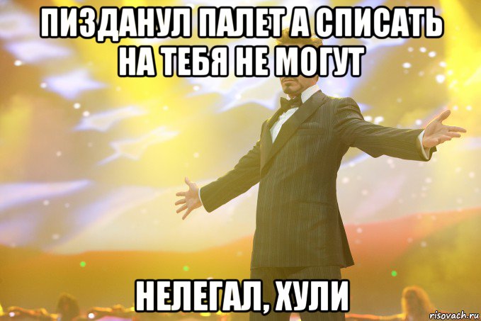 пизданул палет а списать на тебя не могут нелегал, хули, Мем Тони Старк (Роберт Дауни младший)