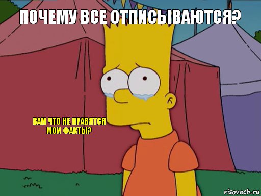 Почему все отписываются?  Вам что не нравятся мои факты?, Комикс   Барт плачет