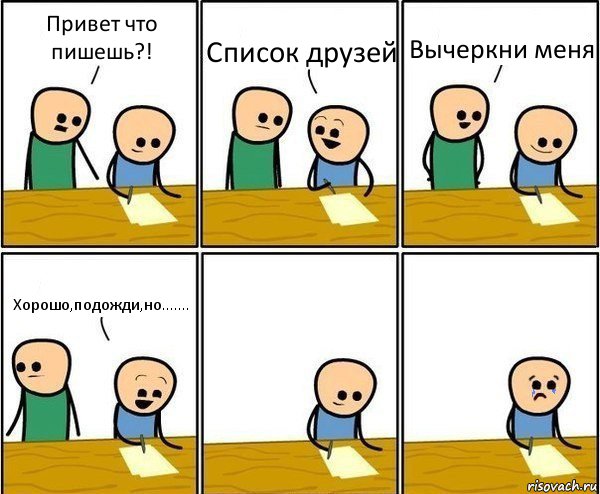 Привет что пишешь?! Список друзей Вычеркни меня Хорошо,подожди,но......., Комикс Вычеркни меня