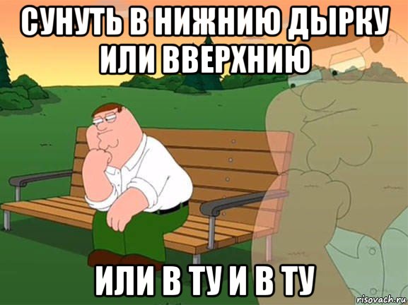 сунуть в нижнию дырку или вверхнию или в ту и в ту, Мем Задумчивый Гриффин