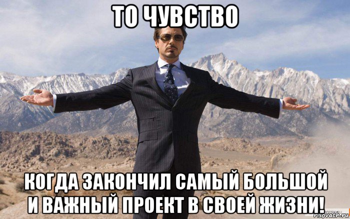 то чувство когда закончил самый большой и важный проект в своей жизни!, Мем железный человек