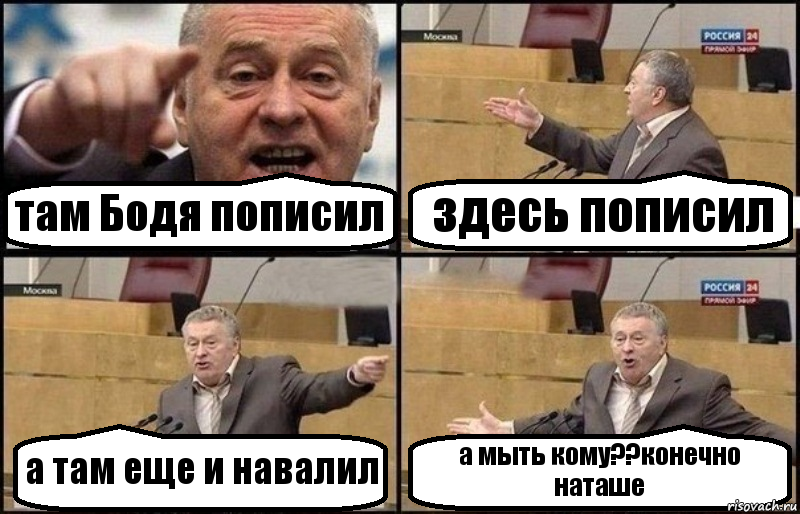 там Бодя пописил здесь пописил а там еще и навалил а мыть кому??конечно наташе, Комикс Жириновский