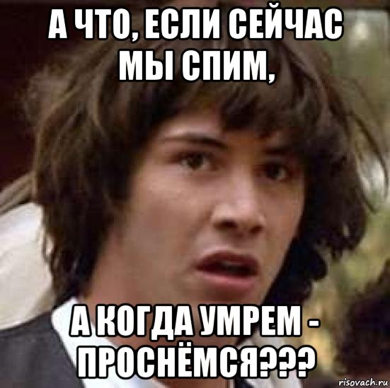 а что, если сейчас мы спим, а когда умрем - проснёмся???, Мем А что если (Киану Ривз)