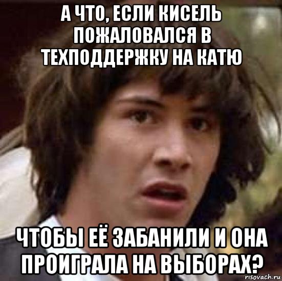 а что, если кисель пожаловался в техподдержку на катю чтобы её забанили и она проиграла на выборах?, Мем А что если (Киану Ривз)